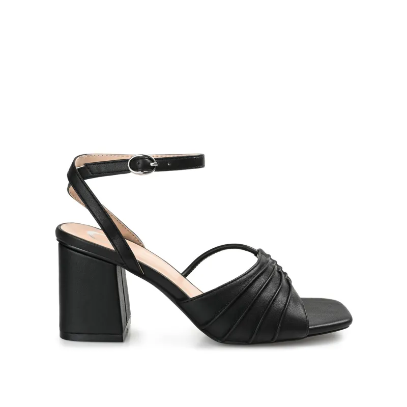 SHILLO STRAPPY BLOCK HEELS IN VEGAN LEATHER - Black sold by Journee Collection