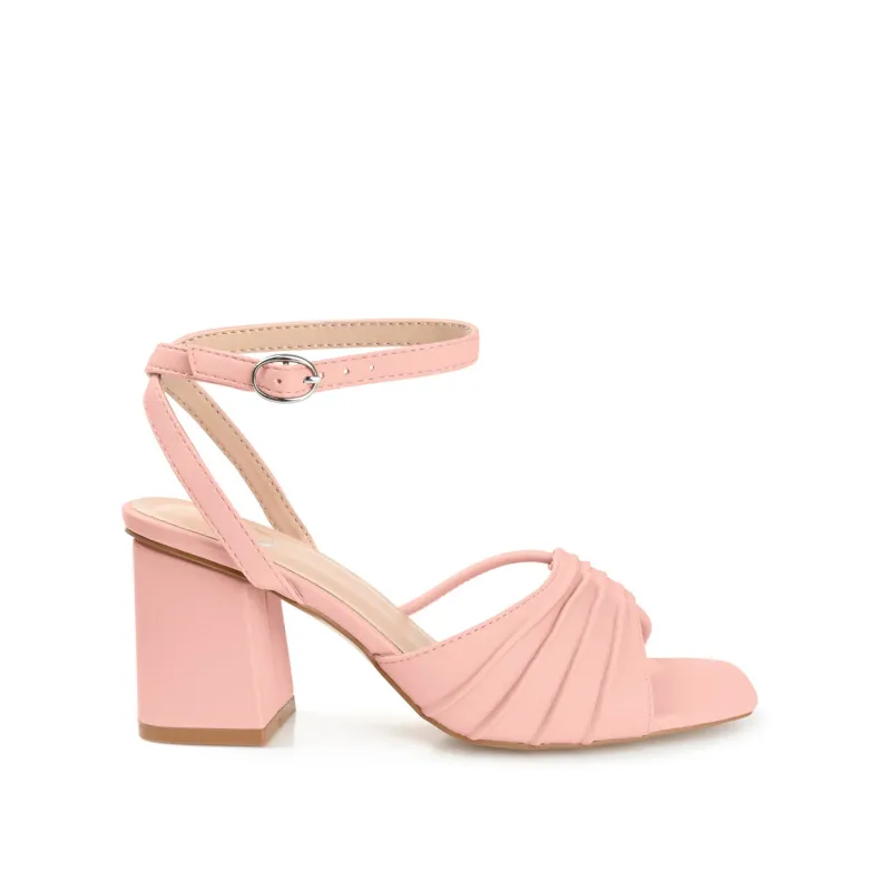 SHILLO STRAPPY BLOCK HEELS IN VEGAN LEATHER - Rose sold by Journee Collection