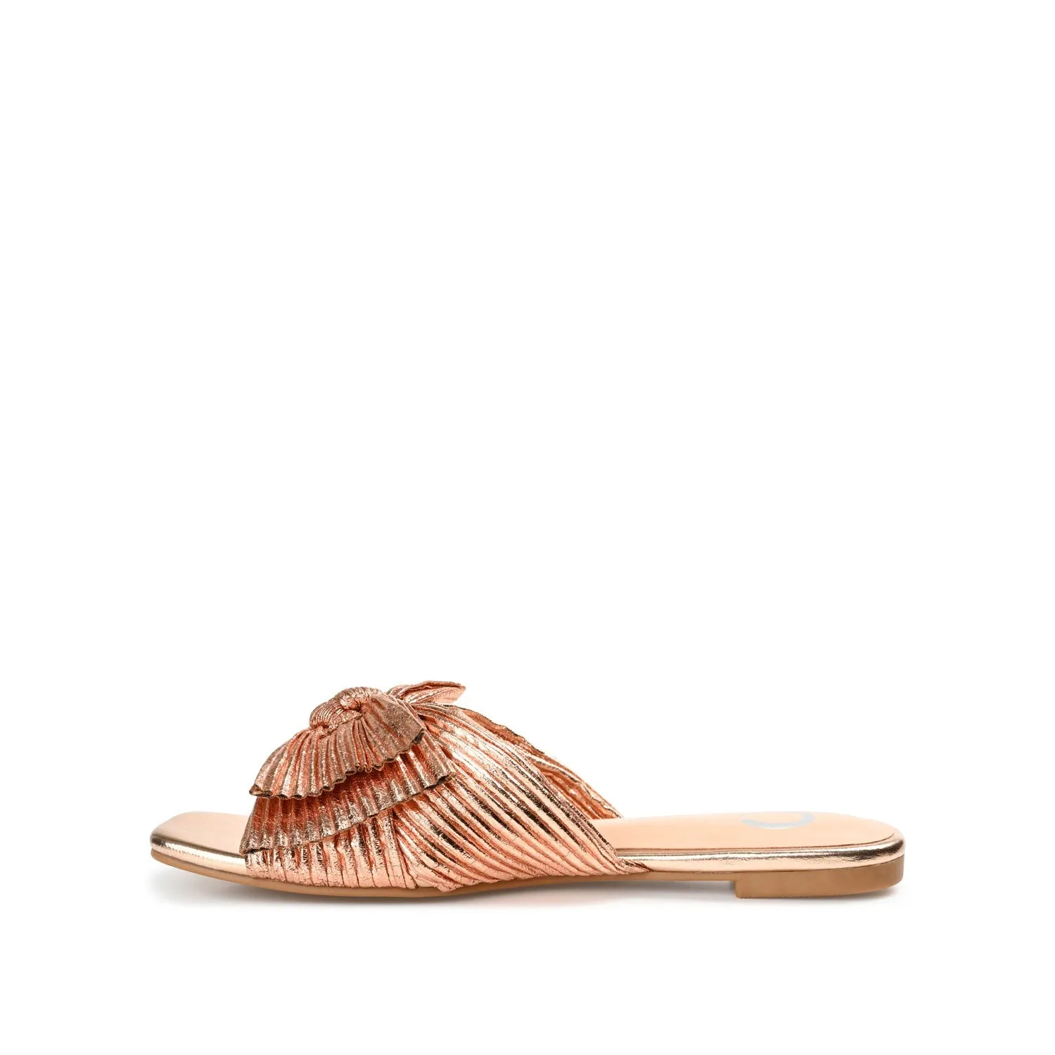 SERLINA PLEATED SLIDE SANDALS IN FOIL - Rose Gold PU sold by Journee Collection product image thumbnail 3
