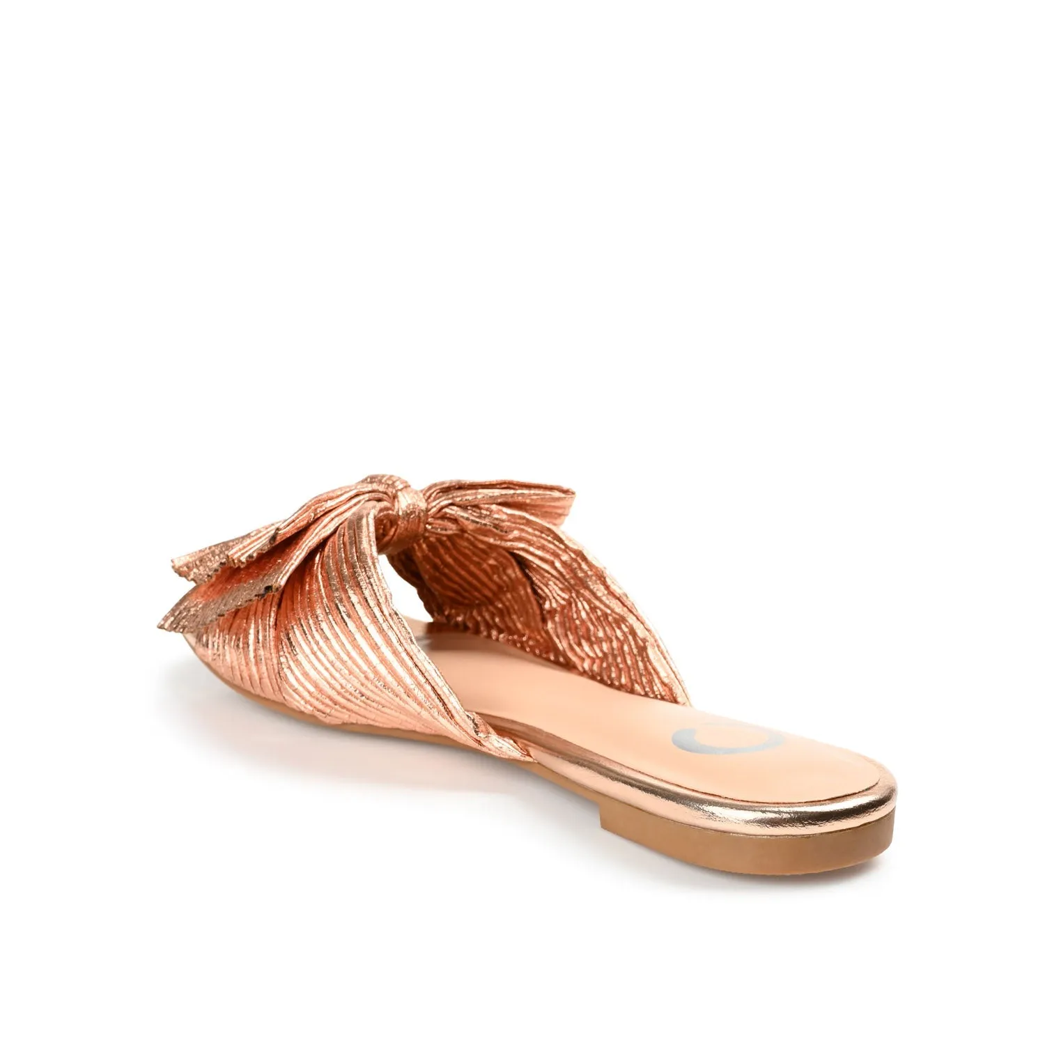 SERLINA PLEATED SLIDE SANDALS IN FOIL - Rose Gold PU sold by Journee Collection product image thumbnail 4