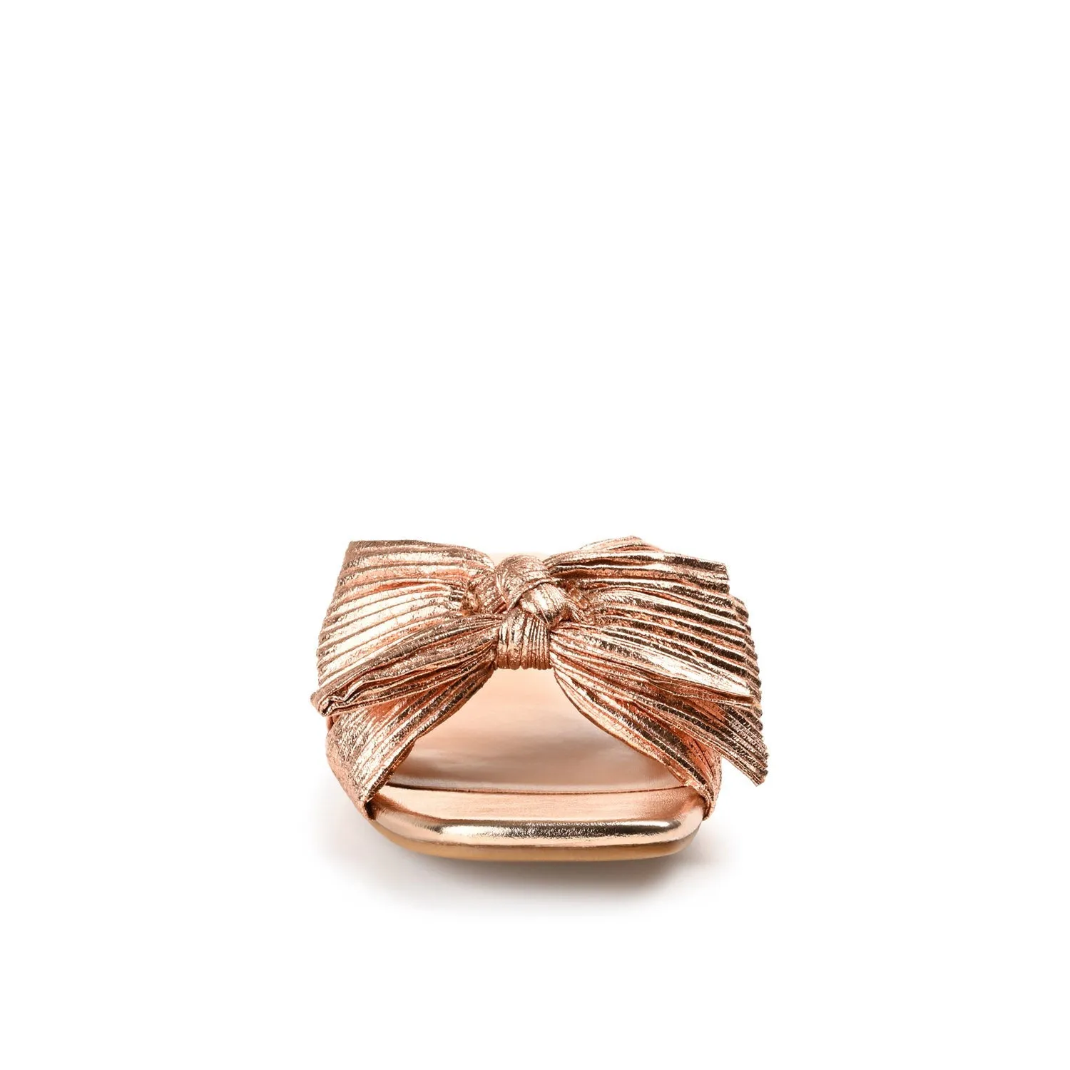 SERLINA PLEATED SLIDE SANDALS IN FOIL - Rose Gold PU sold by Journee Collection product image thumbnail 5