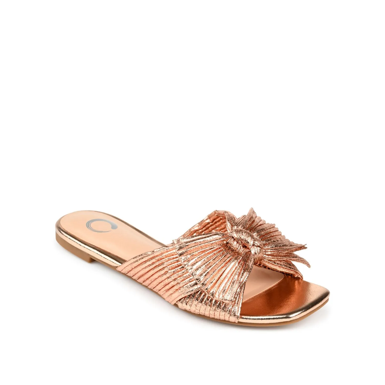 SERLINA PLEATED SLIDE SANDALS IN FOIL - Rose Gold PU sold by Journee Collection product image thumbnail 2