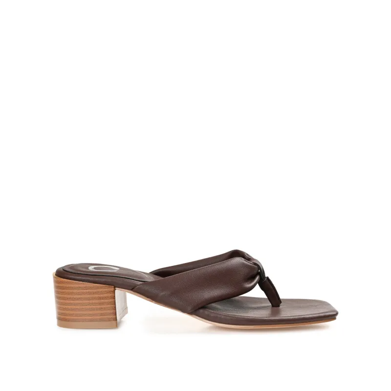 SEELAH BLOCK HEELED SANDALS IN VEGAN LEATHER - Brown sold by Journee Collection