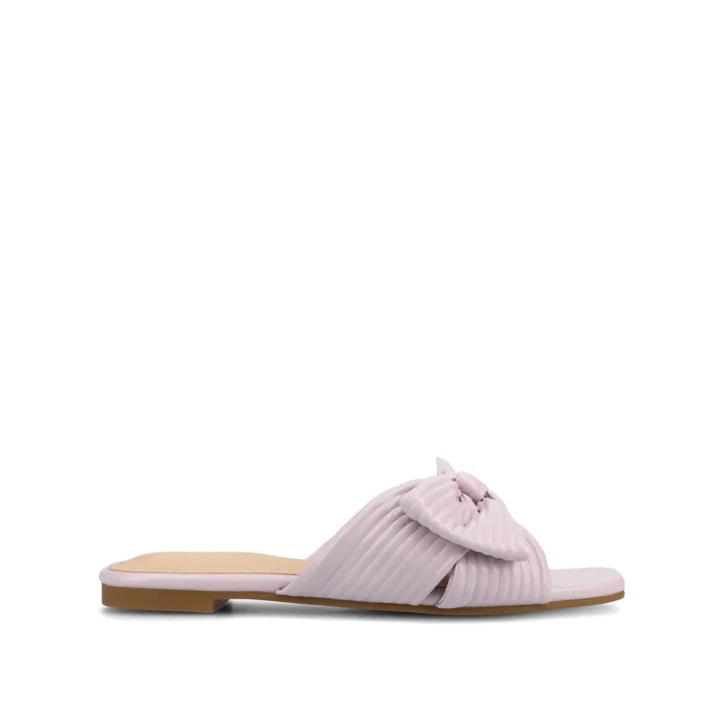 SERLINA PLEATED SLIDE SANDALS IN FOIL - Lilac sold by Journee Collection