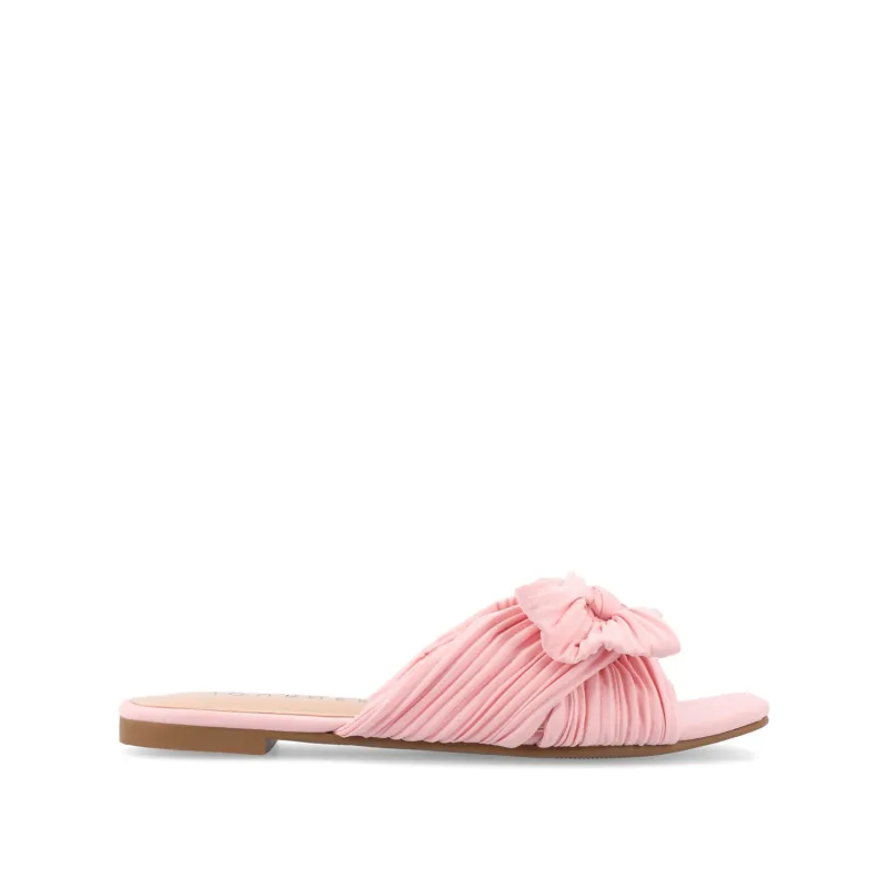 SERLINA PLEATED SLIDE SANDALS IN FOIL - Pink sold by Journee Collection