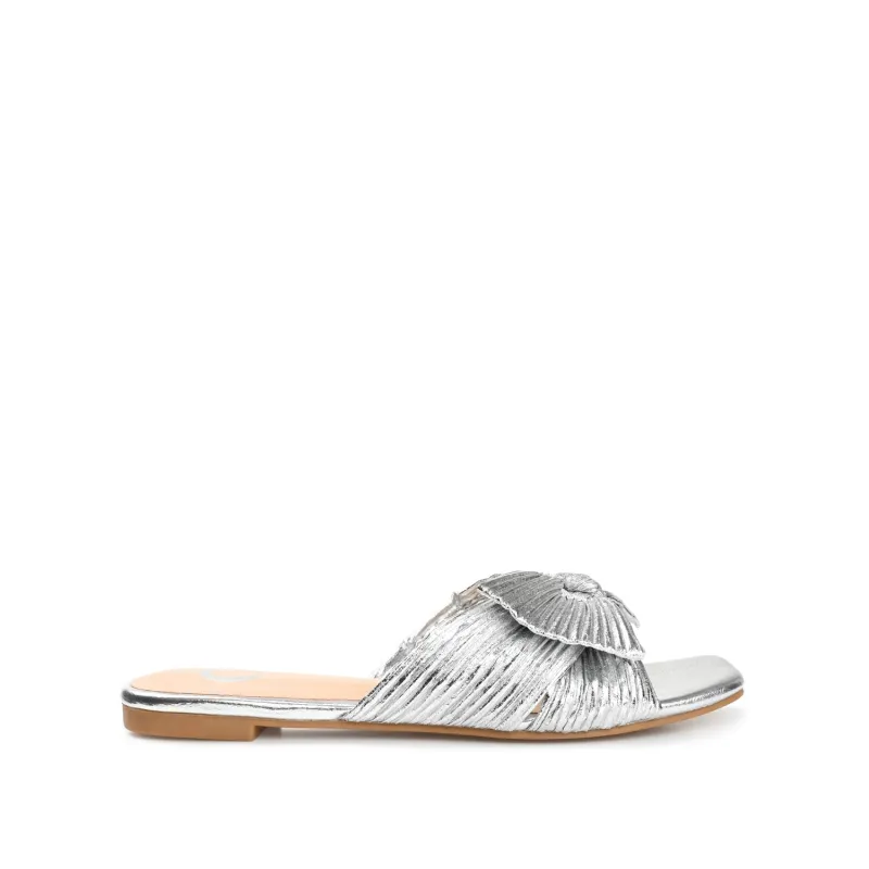 SERLINA PLEATED SLIDE SANDALS IN FOIL - Silver PU 2 sold by Journee Collection