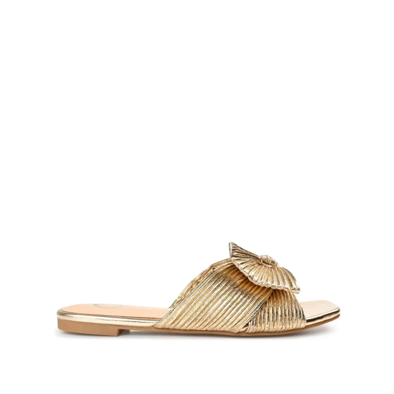 SERLINA PLEATED SLIDE SANDALS IN FOIL - Gold PU 2 sold by Journee Collection