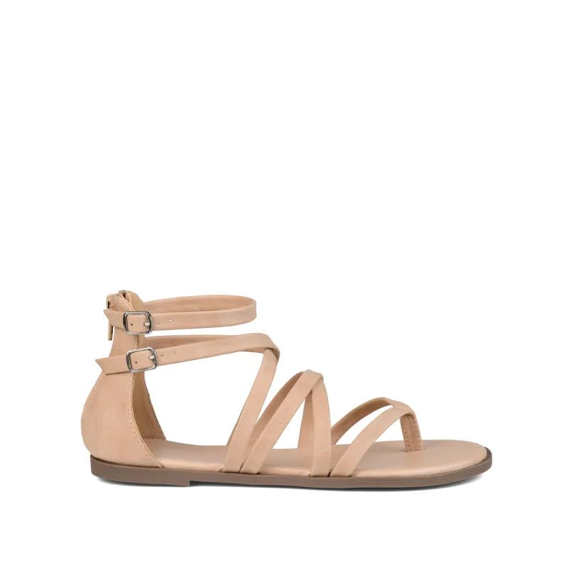 ZAILIE GLADIATOR SANDALS IN WIDE - Taupe made by Journee Collection