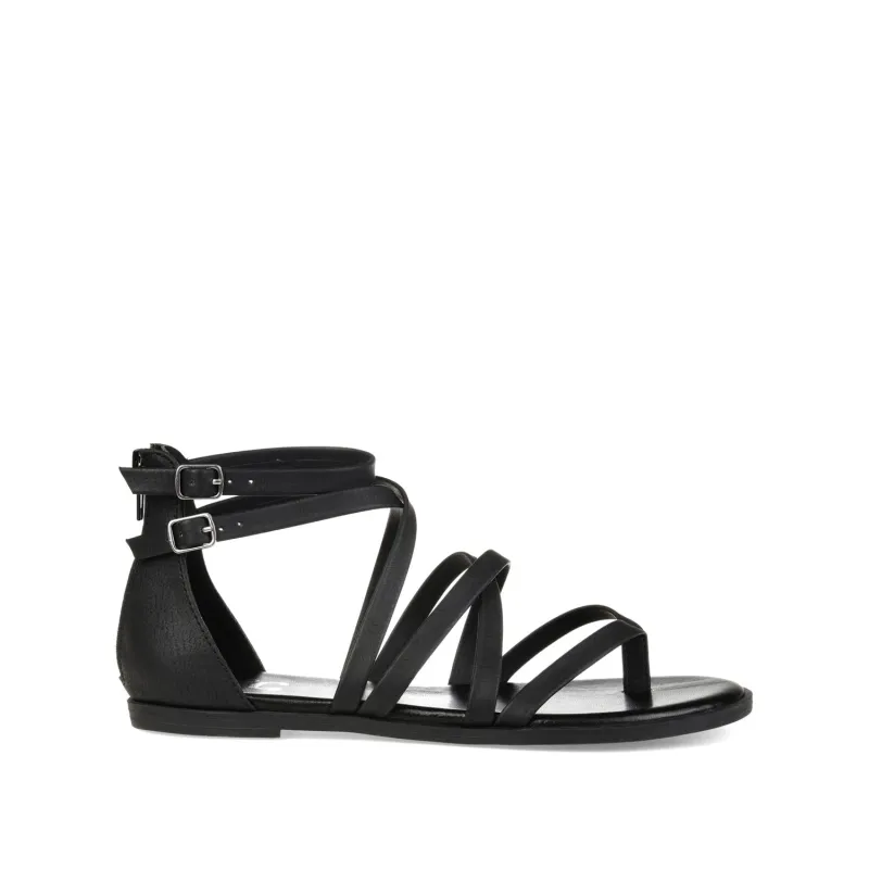 ZAILIE GLADIATOR SANDALS IN WIDE - Black made by Journee Collection