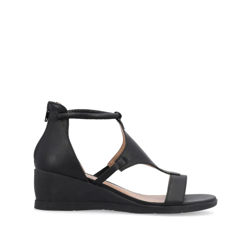 TRAYLE WEDGE GLADIATOR SANDALS IN WIDE - Black PU sold by Journee Collection
