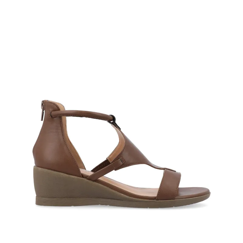 TRAYLE WEDGE GLADIATOR SANDALS IN WIDE - Brown PU sold by Journee Collection