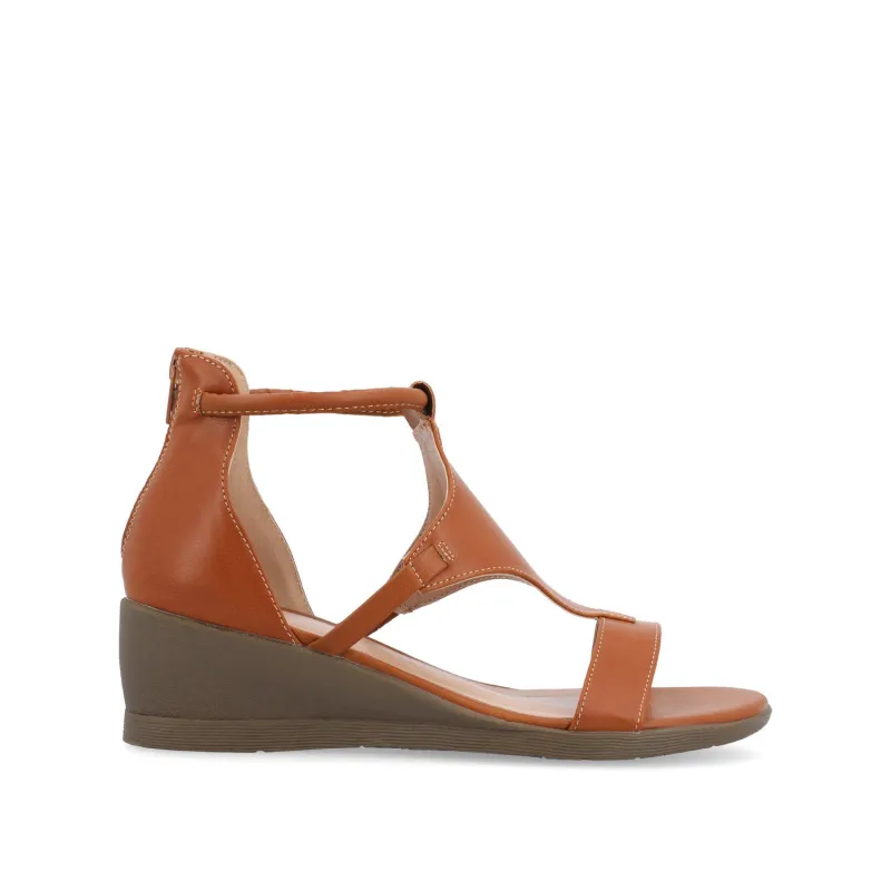 TRAYLE WEDGE GLADIATOR SANDALS IN WIDE - Tan PU sold by Journee Collection