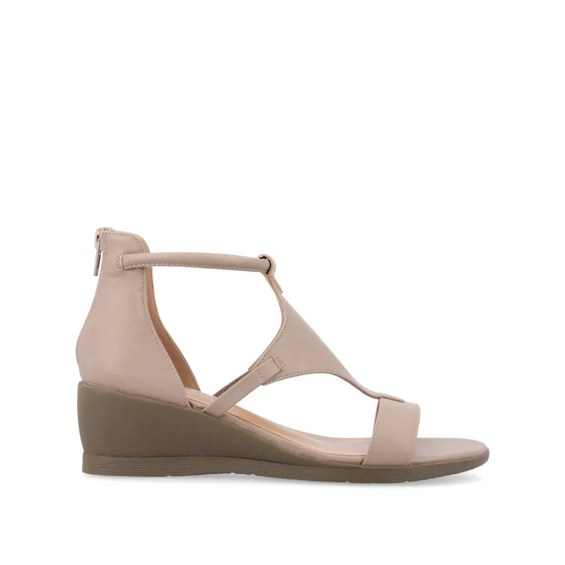 TRAYLE WEDGE GLADIATOR SANDALS IN WIDE - Taupe PU sold by Journee Collection