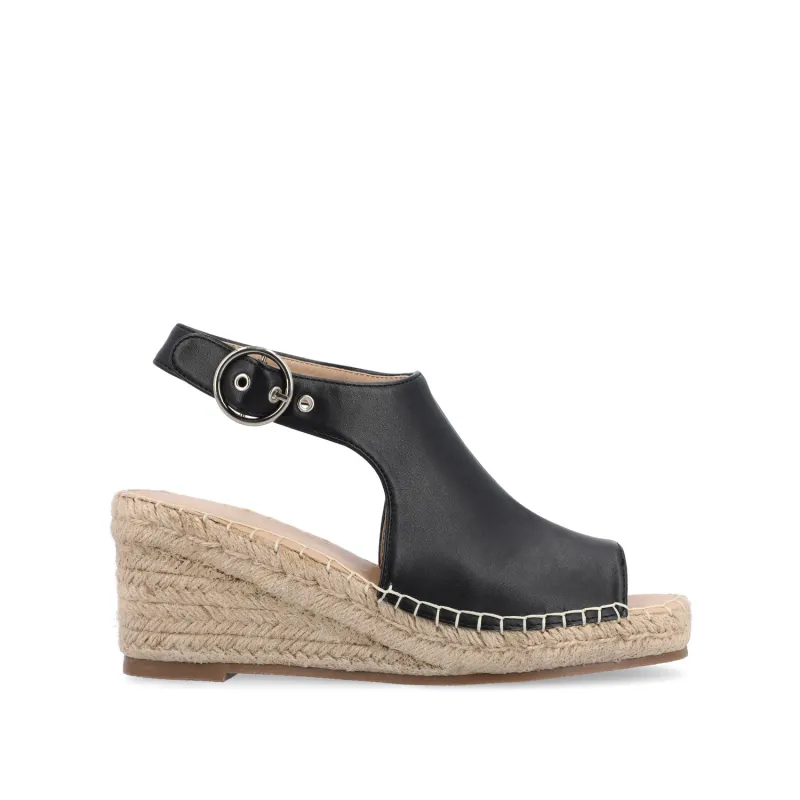 CREW ESPADRILLE WEDGE HEEL SANDALS IN WIDE - Black PU sold by Journee Collection