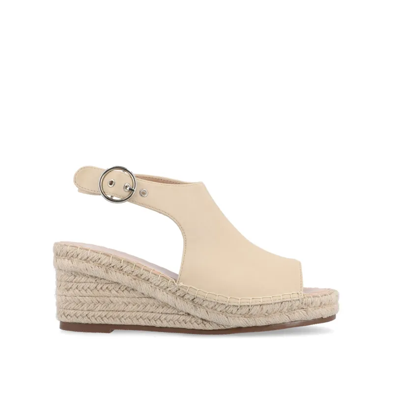 CREW ESPADRILLE WEDGE HEEL SANDALS IN WIDE - Nude PU sold by Journee Collection