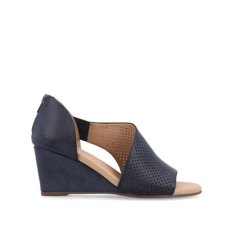 ARETHA WEDGE HEEL SANDALS IN WIDE - Blue PU sold by Journee Collection