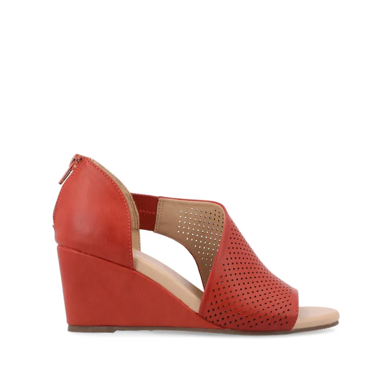 ARETHA WEDGE HEEL SANDALS IN WIDE - Rust PU sold by Journee Collection