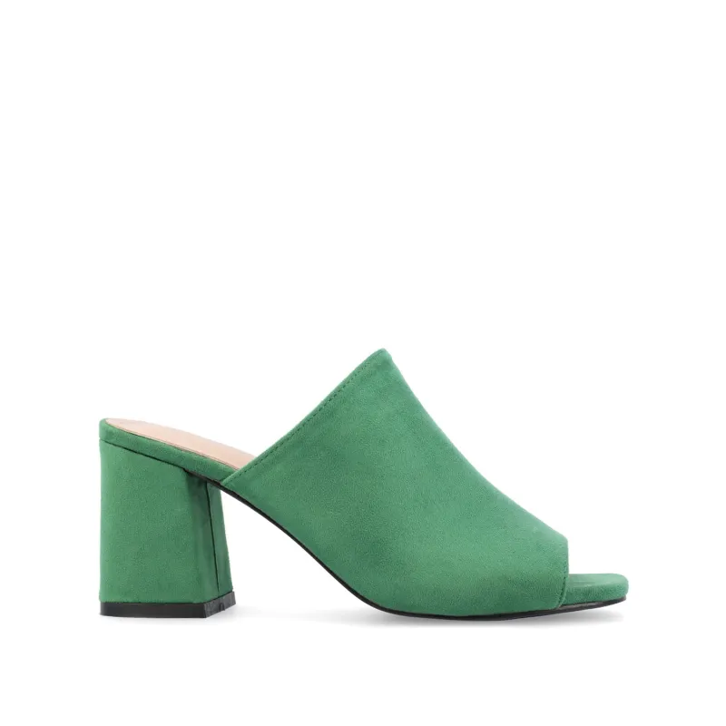 ADELAIDE MULE BLOCK HEELS IN WIDE - Green sold by Journee Collection