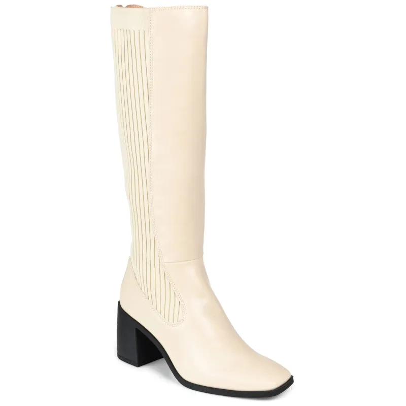 WINNY KNEE HIGH BOOTS IN WIDE CALF - Bone sold by Journee Collection