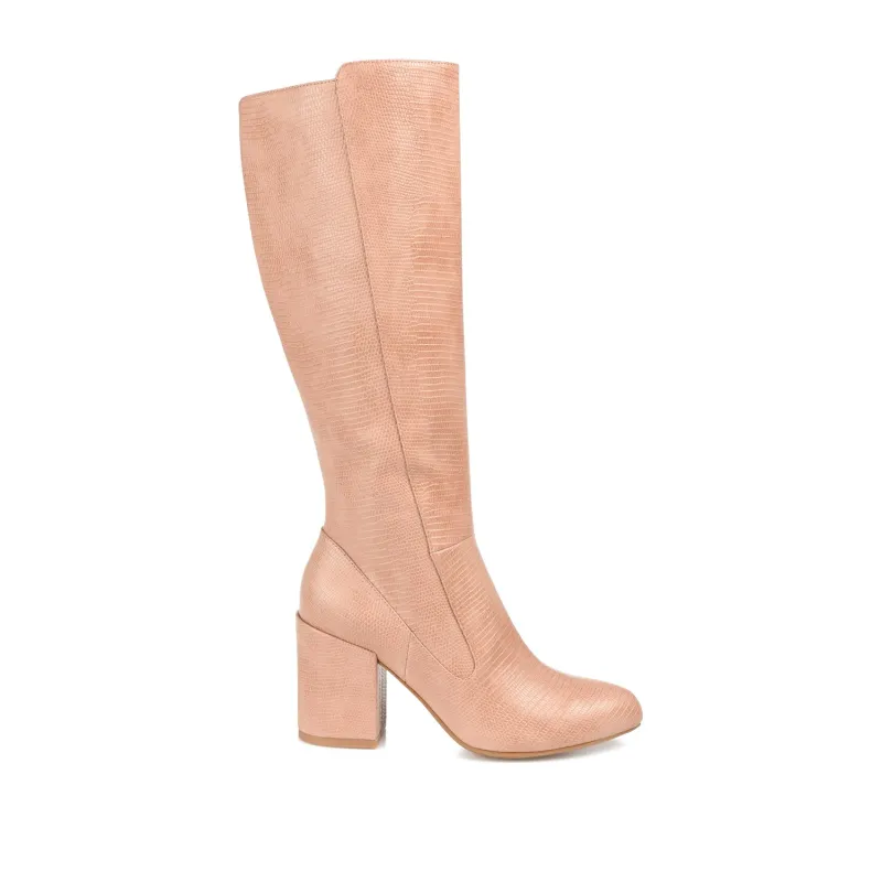 TAVIA KNEE-HIGH BOOTS IN X-WIDE CALF - Blush Lizard sold by Journee Collection