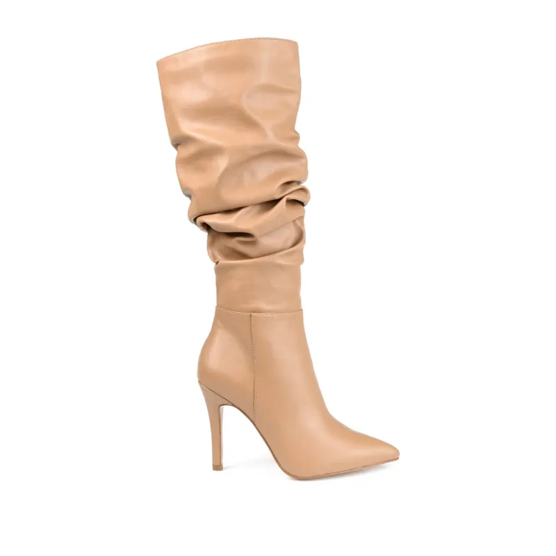 SARIE IN STILETTO HEELED BOOTS IN X-WIDE CALF - Tan made by Journee Collection