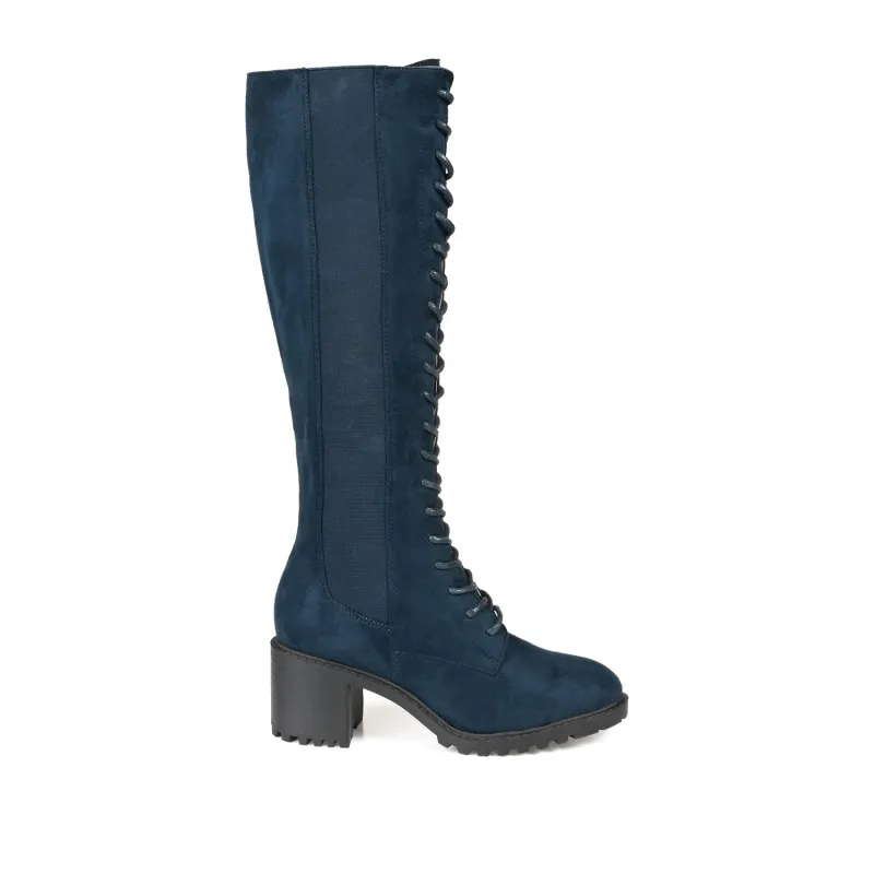 JENICCA LACE-UP BOOTS IN FAUX SUEDE - Navy Nubuck sold by Journee Collection