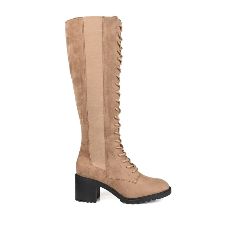 JENICCA LACE-UP BOOTS IN FAUX SUEDE - Taupe sold by Journee Collection