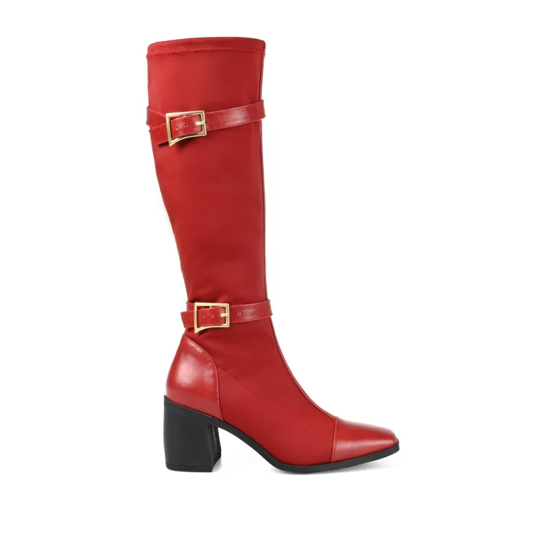 GAIBREE STRETCHY BOOTS IN X-WIDE CALF - Red sold by Journee Collection
