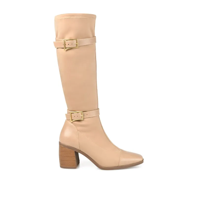 GAIBREE STRETCHY BOOTS IN X-WIDE CALF - Beige made by Journee Collection