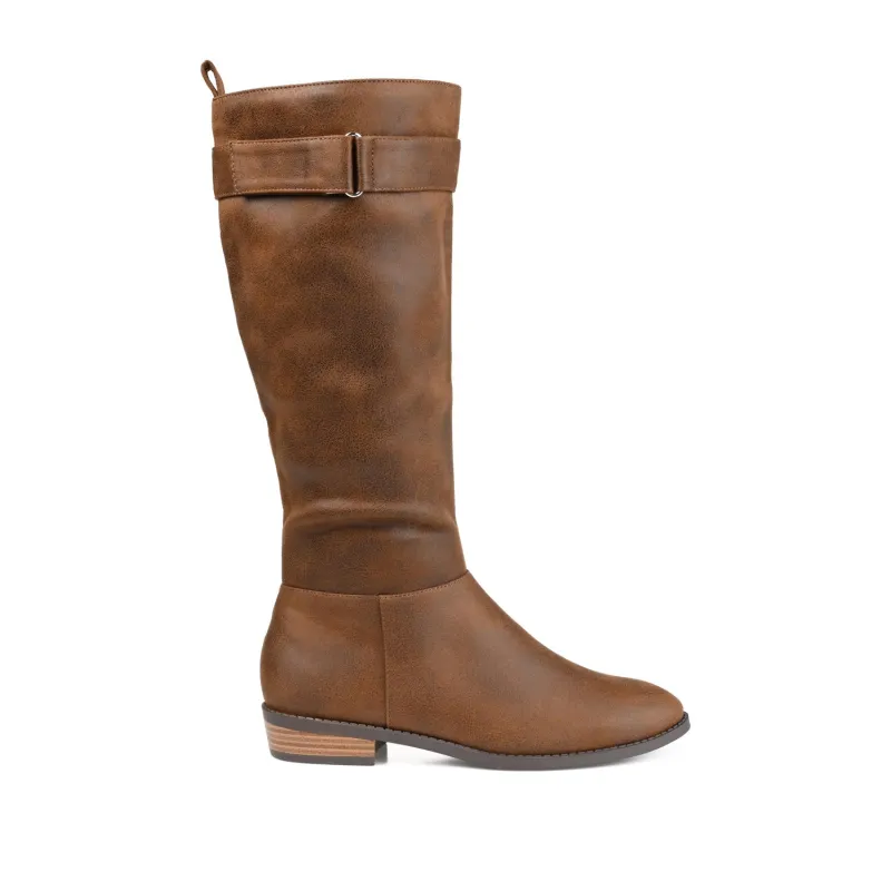 LELANNI KNEE-HIGH BOOTS IN X-WIDE CALF - Brown PU made by Journee Collection