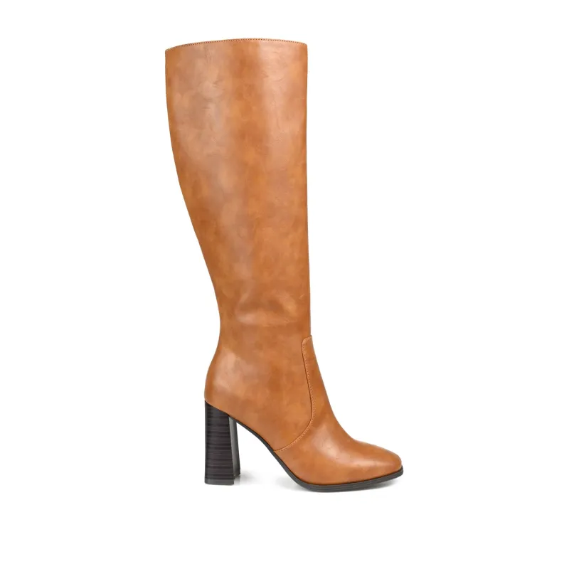 KARIMA TALL BOOTS IN VEGAN LEATHER - Cognac PU sold by Journee Collection