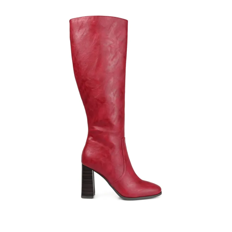 KARIMA TALL BOOTS IN WIDE CALF - Red PU sold by Journee Collection