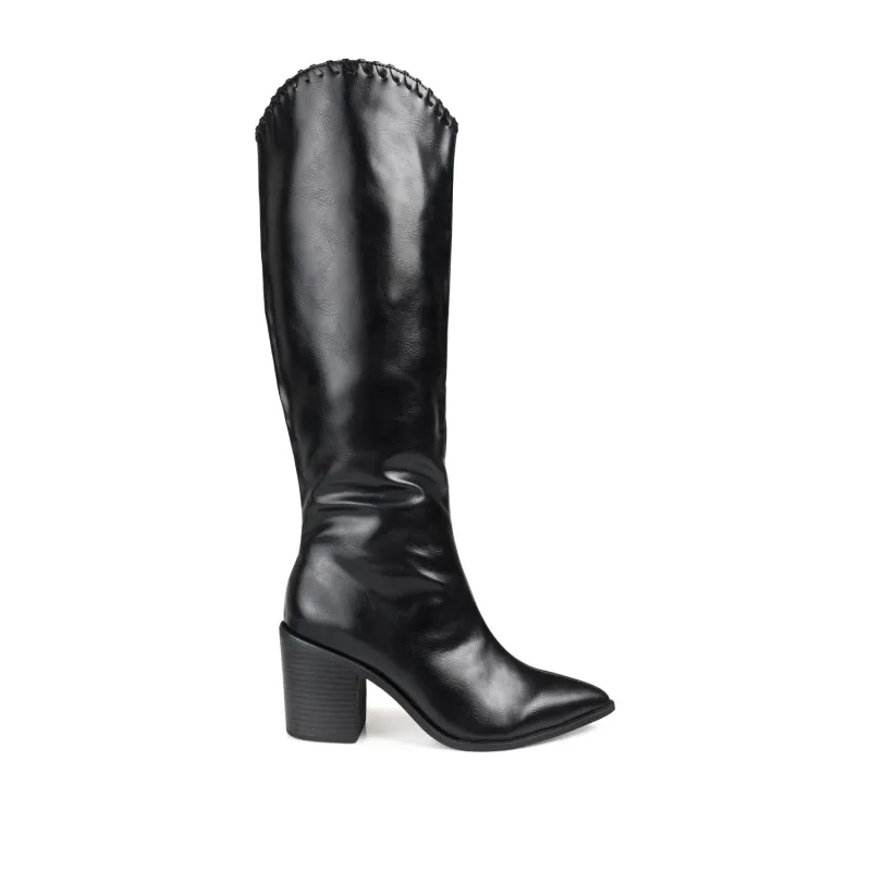DARIA COWGIRL BOOTS IN X-WIDE CALF - Black PU made by Journee Collection