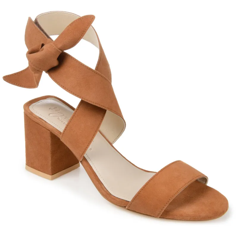 HETHER STRAPPY BLOCK HEELS IN SUEDE - Tan sold by Journee Collection