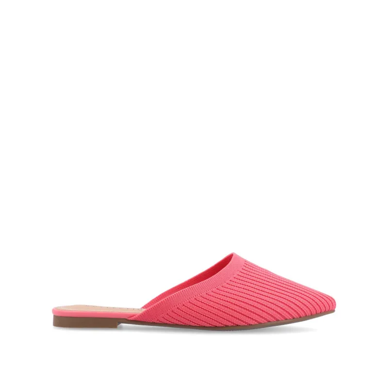 ANIEE MULE FLATS IN STATEMENT KNIT FABRIC - Pink sold by Journee Collection