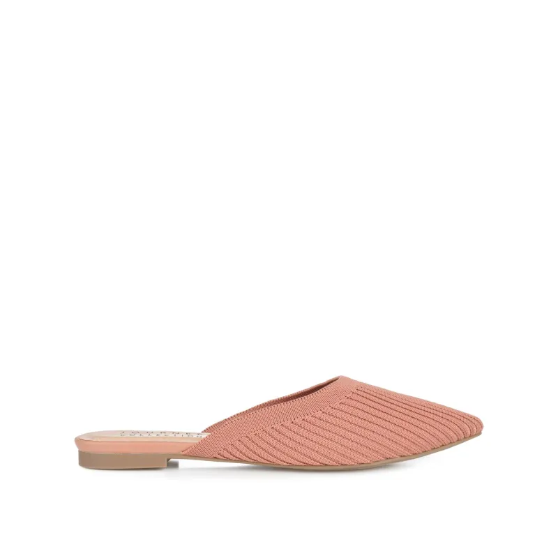 ANIEE MULE FLATS IN STATEMENT KNIT FABRIC - Clay sold by Journee Collection