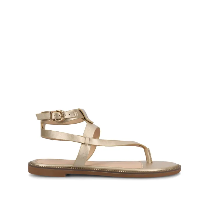 TANGIE MULTI STRAP SANDALS IN VEGAN LEATHER - Champagne made by Journee Collection