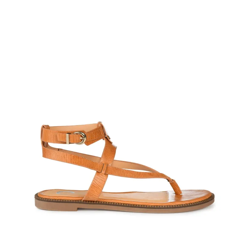 TANGIE MULTI STRAP SANDALS IN VEGAN LEATHER - Tan made by Journee Collection