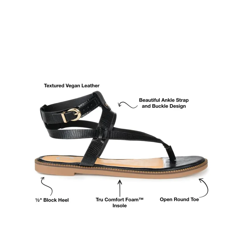 TANGIE MULTI STRAP SANDALS IN VEGAN LEATHER - Black made by Journee Collection
