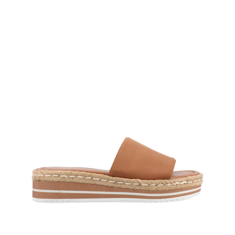 ROSEY ESPADRILLE WEDGE HEELED SLIDE SANDALS - Tan sold by Journee Collection
