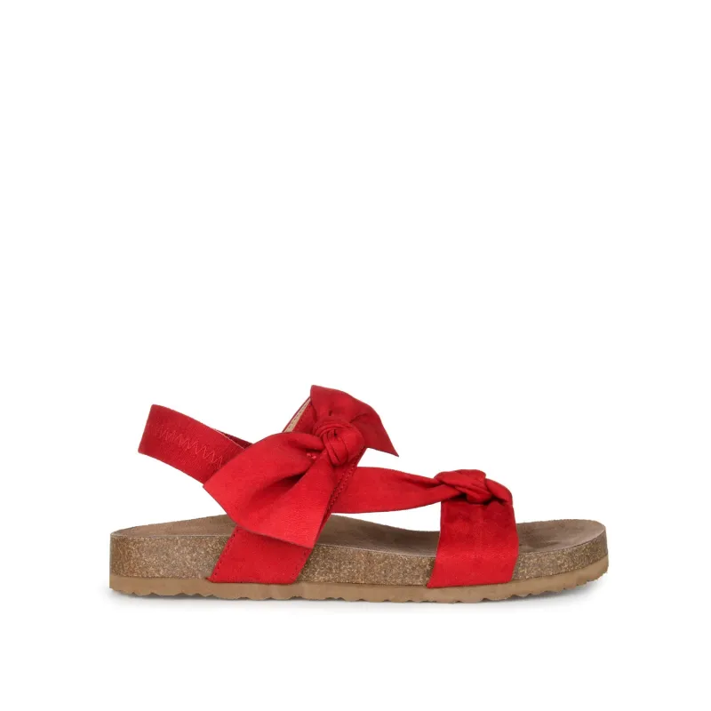 XANNDRA CHUNKY SANDALS IN FAUX SUEDE - Red sold by Journee Collection