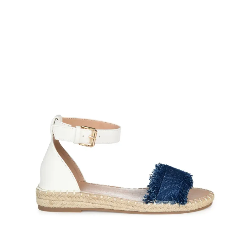 TRISTEEN ESPADRILLE SANDALS IN FABRIC - Dark Denim sold by Journee Collection