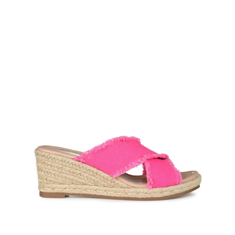 SHANNI ESPADRILLE WEDGE HEELED SANDALS - Fuchsia sold by Journee Collection