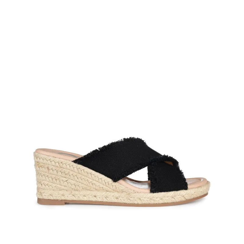 SHANNI ESPADRILLE WEDGE HEELED SANDALS - Black sold by Journee Collection