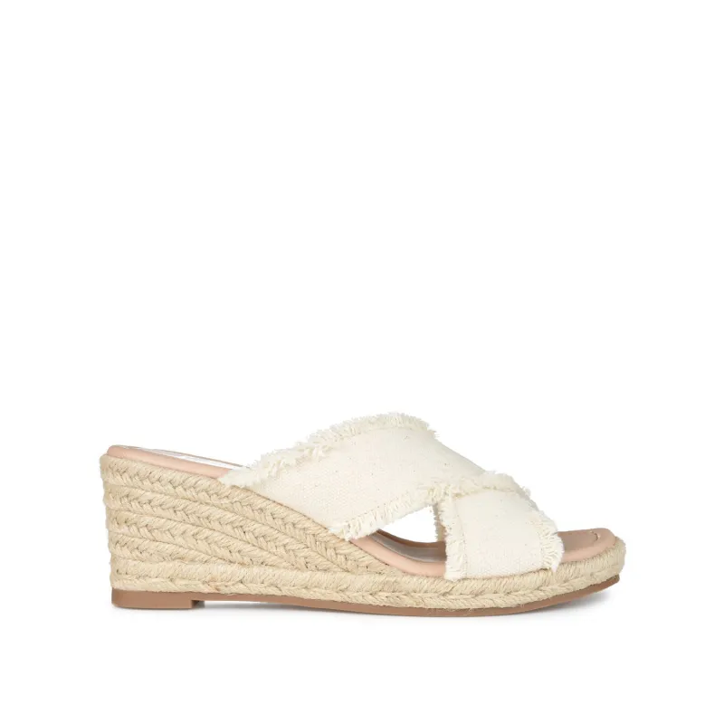SHANNI ESPADRILLE WEDGE HEELED SANDALS - Beige sold by Journee Collection