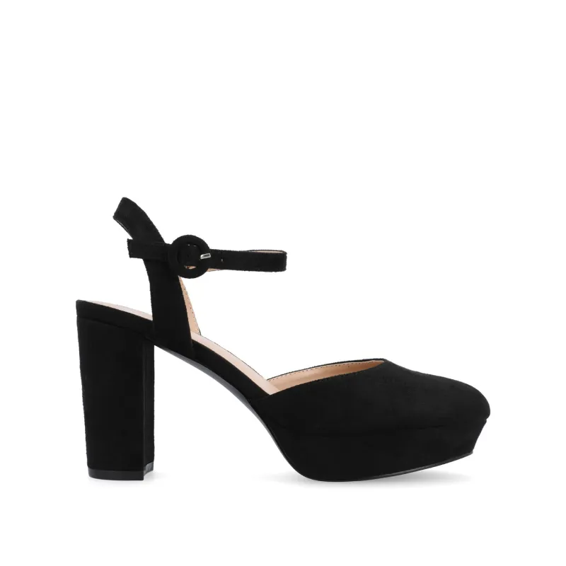 ROSLYNN PLATFORM HEELS IN FAUX SUEDE - Black sold by Journee Collection
