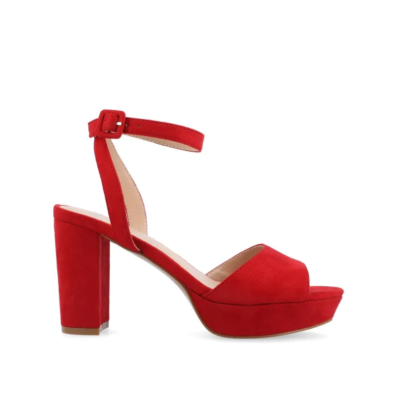 NAIRRI STRAPPY HEELS IN VEGAN LEATHER - Red sold by Journee Collection