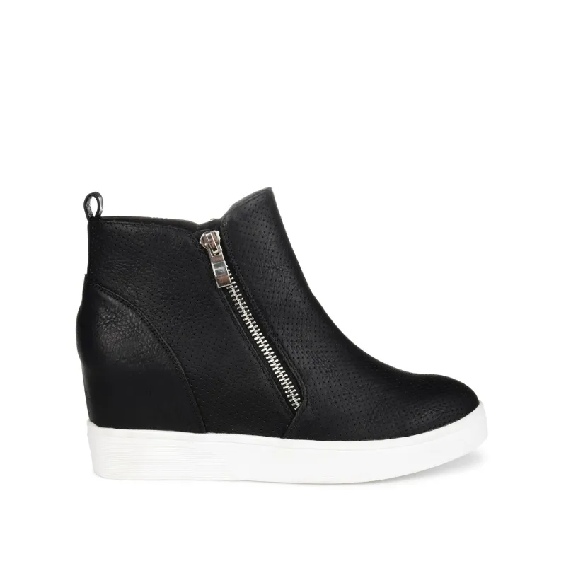 PENNELOPE WEDGE SNEAKERS IN VEGAN LEATHER - Black sold by Journee Collection
