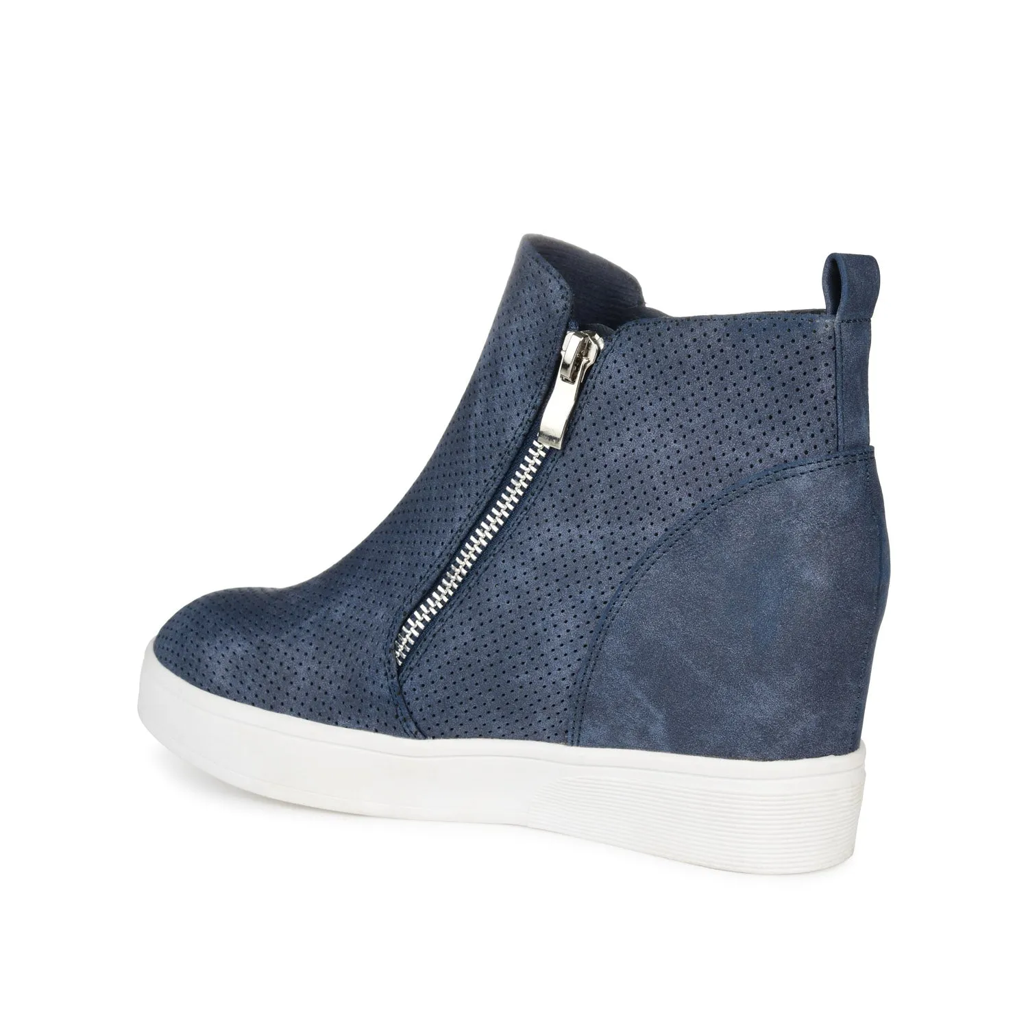PENNELOPE WEDGE SNEAKERS IN VEGAN LEATHER - Blue sold by Journee Collection product image thumbnail 4