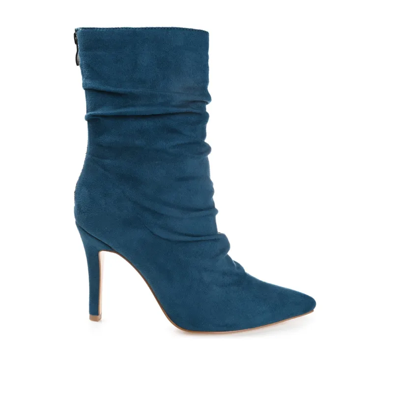 MARKIE STILETTO HEELED BOOTIES IN FAUX SUEDE - Blue made by Journee Collection
